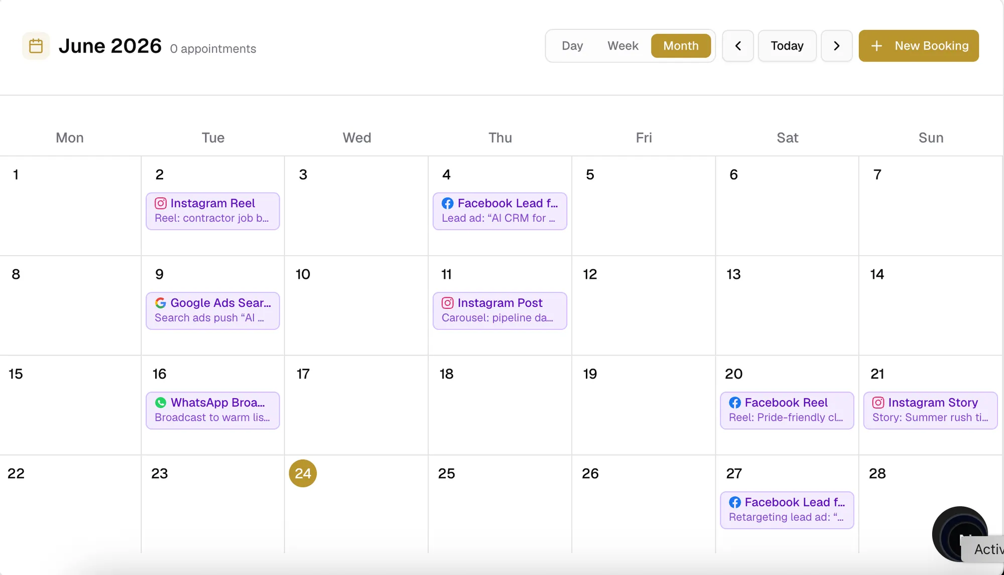 A monthly social media content schedule